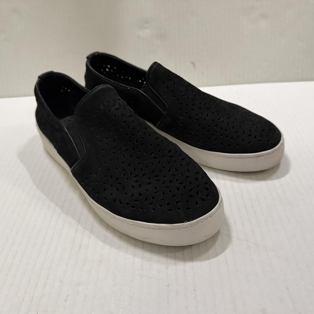 Vionic Shoes Womens 7.5 Black Leather Perforated Slip On Comfort Casual Sneakers
